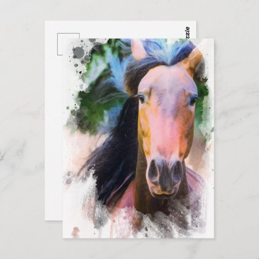 *~* Paard Artistic Equine AR22 Artsy Pastel Briefkaart (Voorkant / Achterkant)