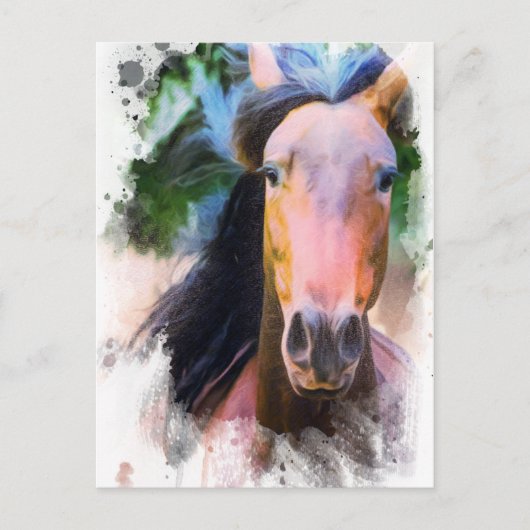 *~* Paard Artistic Equine AR22 Artsy Pastel Briefkaart (Voorkant)
