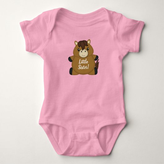 Paard Baby Shower Roze Romper (Voorkant)