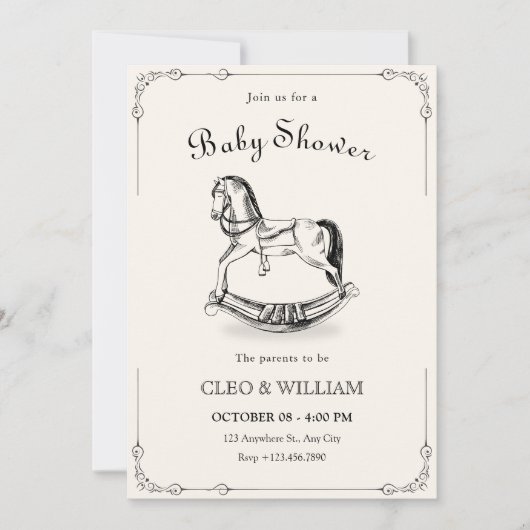 paard baby shower Uitnodiging (Voorkant)