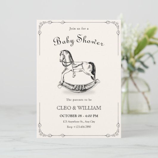  paard baby shower Uitnodiging (Staand voorkant)