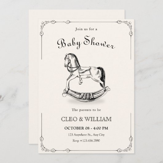 paard baby shower Uitnodiging (Voorkant / Achterkant)