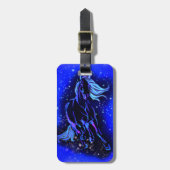 Paard Bagagelabel loopt in blauw maanlicht nacht (Voorkant verticaal)