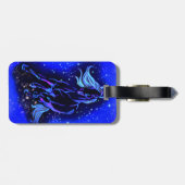 Paard Bagagelabel loopt in blauw maanlicht nacht (Achterkant horizontaal)