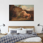 "Paard bang door een leeuw" van George Stubbs kuns Canvas Afdruk (Insitu (Slaapkamer))
