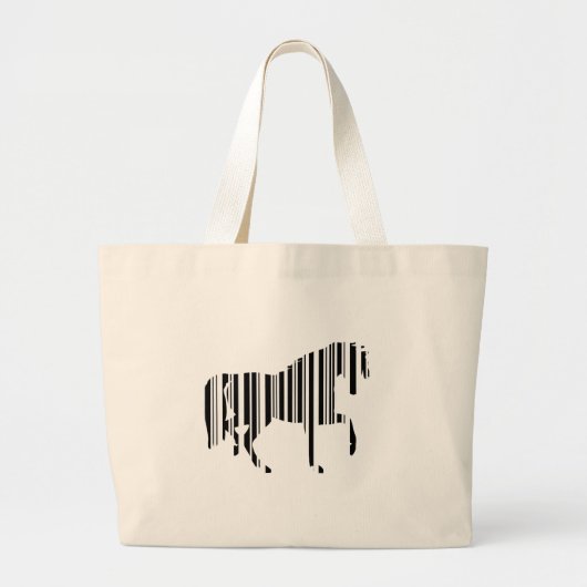 PAARD BAR CODE Zebra Barcode Patroon Ontwerp Grote Tote Bag (Voorkant)