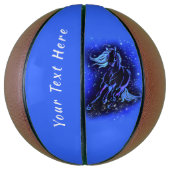 Paard Basketbal die in Blauwe Nacht Douanetekst lo (Verticaal)