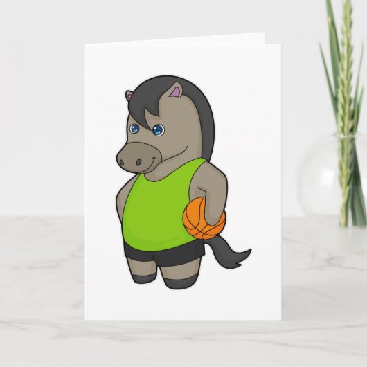 Paard Basketbalspeler Basketbal Kaart (Voorkant)