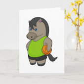 Paard Basketbalspeler Basketbal Kaart (Gele Bloem)