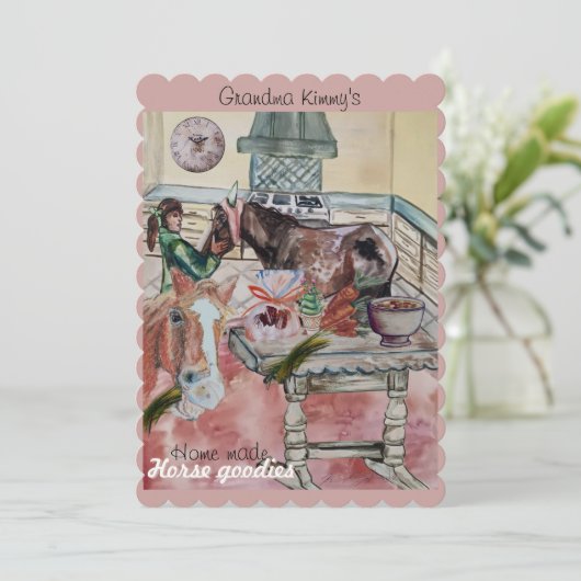 Paard behandelt label feestdagenkaart (Staand voorkant)