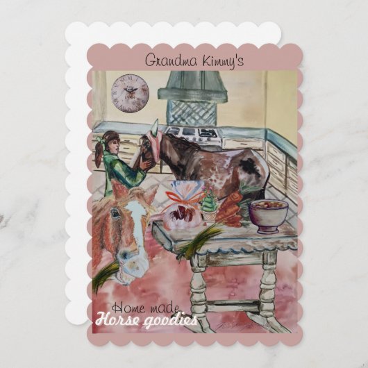 Paard behandelt label feestdagenkaart (Voorkant / Achterkant)