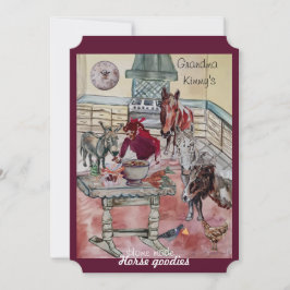 Paard behandelt label feestdagenkaart