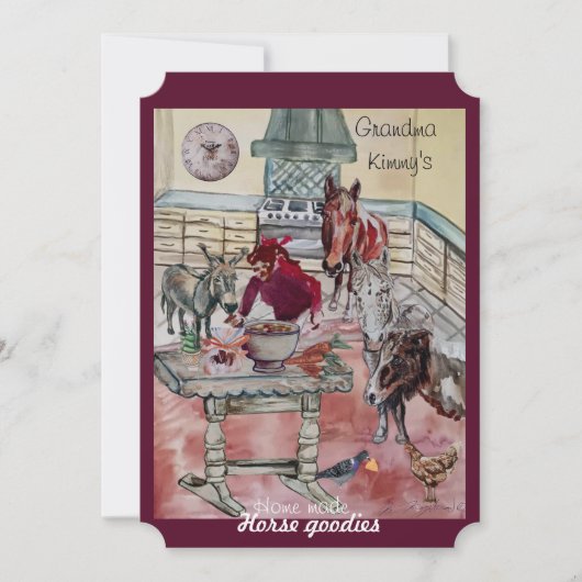 Paard behandelt label feestdagenkaart (Voorkant)