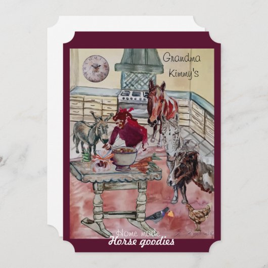 Paard behandelt label feestdagenkaart (Voorkant / Achterkant)