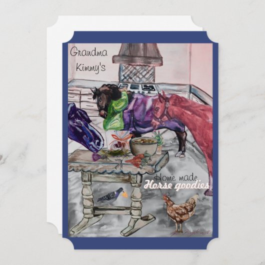 Paard behandelt label feestdagenkaart (Voorkant / Achterkant)