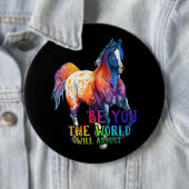 Paard ben jij de wereld zal aanpassen ronde button 6,0 cm (In situ)