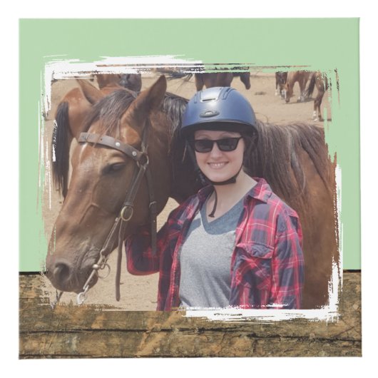 Paard beste vriend 4 foto rustiek bruin groen kubus (Voorkant)