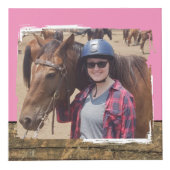 Paard beste vriend 4 foto rustiek bruin roze kubus (Voorkant)