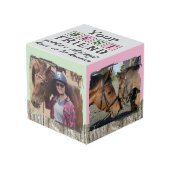 Paard beste vriend 4 foto rustiek grijs groen kubus (Voorkant hoekig)