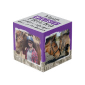 Paard beste vriend 4 foto rustiek grijs paarse kubus (Voorkant hoekig)