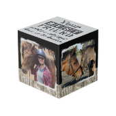 Paard beste vriend 4 foto rustiek grijs zwart kubus (Voorkant hoekig)