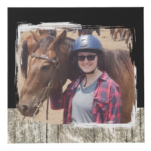 Paard beste vriend 4 foto rustiek grijs zwart kubus (Voorkant)