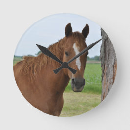 Paard bij boom ronde klok