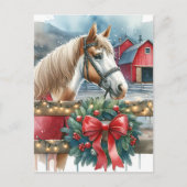 Paard bij een Boerderij Kerst Gepersonaliseerd Briefkaart (Voorkant)
