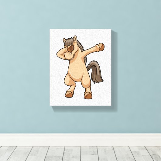 Paard bij Hip Hop Dance Dab Canvas Afdruk (Insitu (Houten vloer))