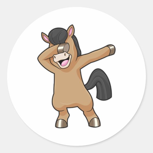 Paard bij Hip Hop Dance Dab Ronde Sticker (Voorkant)