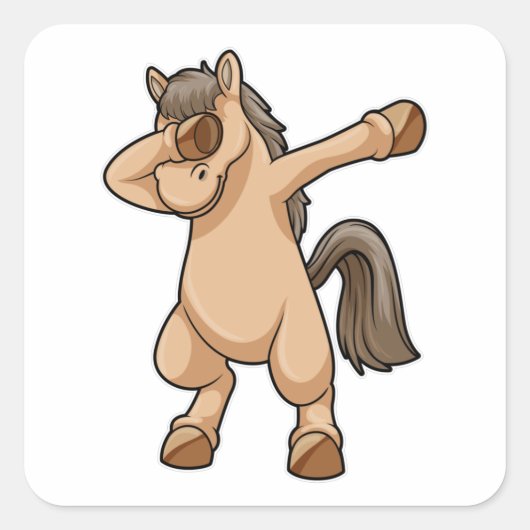 Paard bij Hip Hop Dance Dab Vierkante Sticker (Voorkant)