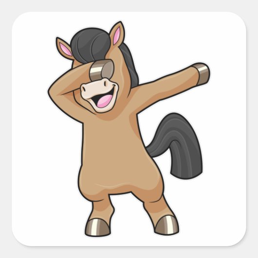 Paard bij Hip Hop Dance Dab Vierkante Sticker (Voorkant)