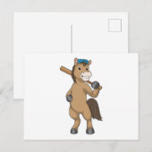 Paard bij Honkbal met Honkbalknuppel Briefkaart (Voorkant / Achterkant)