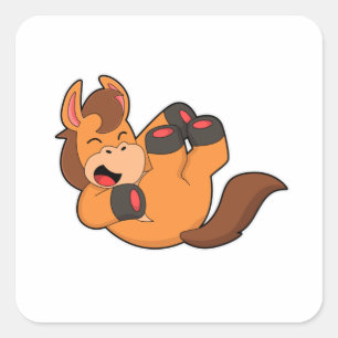 Paard bij lachen vierkante sticker