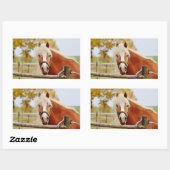 Paard bij poort rechthoekige sticker (Vel)