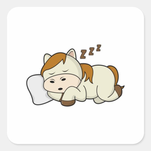 Paard bij slapen met piloot vierkante sticker (Voorkant)