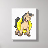 Paard bij strand met draaiende ring canvas afdruk (Voorkant)