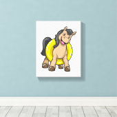 Paard bij strand met draaiende ring canvas afdruk (Insitu (Houten vloer))