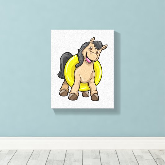 Paard bij strand met draaiende ring canvas afdruk (Insitu (Houten vloer))