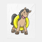 Paard bij strand met draaiende ring fleece deken (Voorkant)