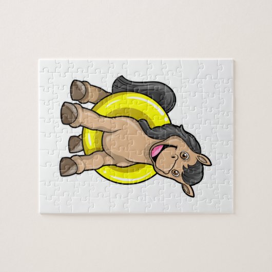 Paard bij strand met draaiende ring legpuzzel (Horizontaal)