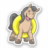 Paard bij strand met draaiende ring sticker (Voorkant)