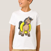 Paard bij strand met draaiende ring t-shirt (Voorkant)