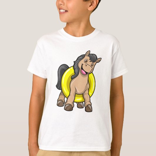 Paard bij strand met draaiende ring t-shirt (Voorkant)
