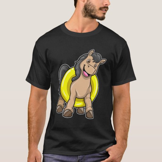 Paard bij strand met draaiende ring t-shirt (Voorkant)