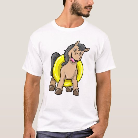 Paard bij strand met draaiende ring t-shirt (Voorkant)