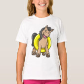 Paard bij strand met draaiende ring t-shirt (Voorkant)