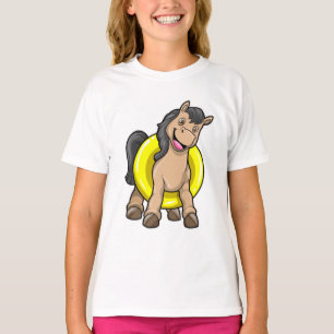 Paard bij strand met draaiende ring t-shirt