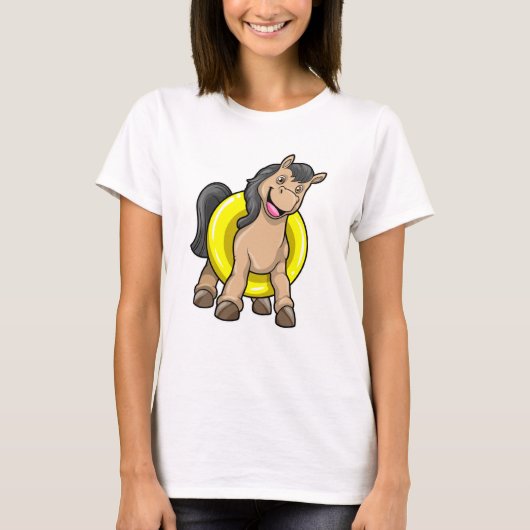 Paard bij strand met draaiende ring t-shirt (Voorkant)