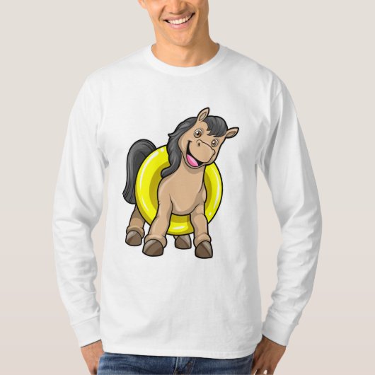 Paard bij strand met draaiende ring t-shirt (Voorkant)